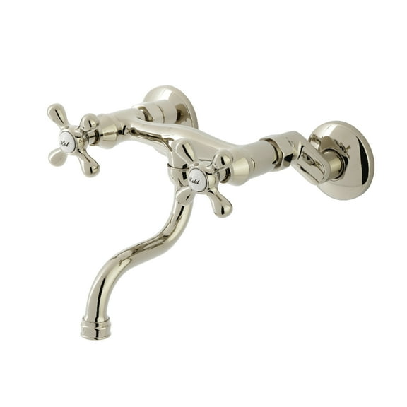 Kingston Brass KS2116AX Kingston Double-Handle 2-Hole Wall Mount Bathroom Faucet in Polished Nickel