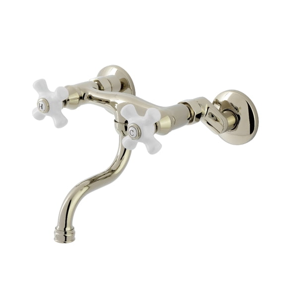 Kingston Brass KS2116PX Kingston Double-Handle 2-Hole Wall Mount Bathroom Faucet in Polished Nickel