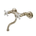 thumbnail image 1 of Kingston Brass KS2118PX Kingston Double-Handle 2-Hole Wall Mount Bathroom Faucet in Brushed Nickel, 1 of 8