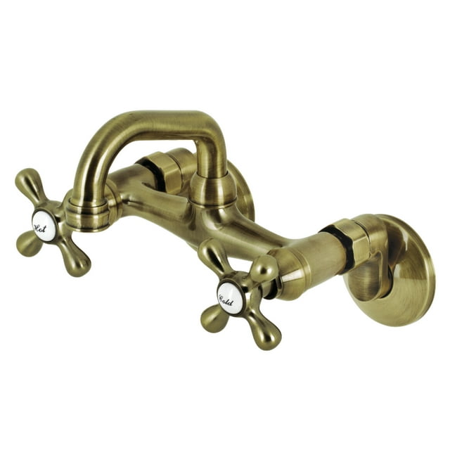 Kingston Brass KS212AB Two-Handle Wall Mount Bar Faucet, Antique Brass