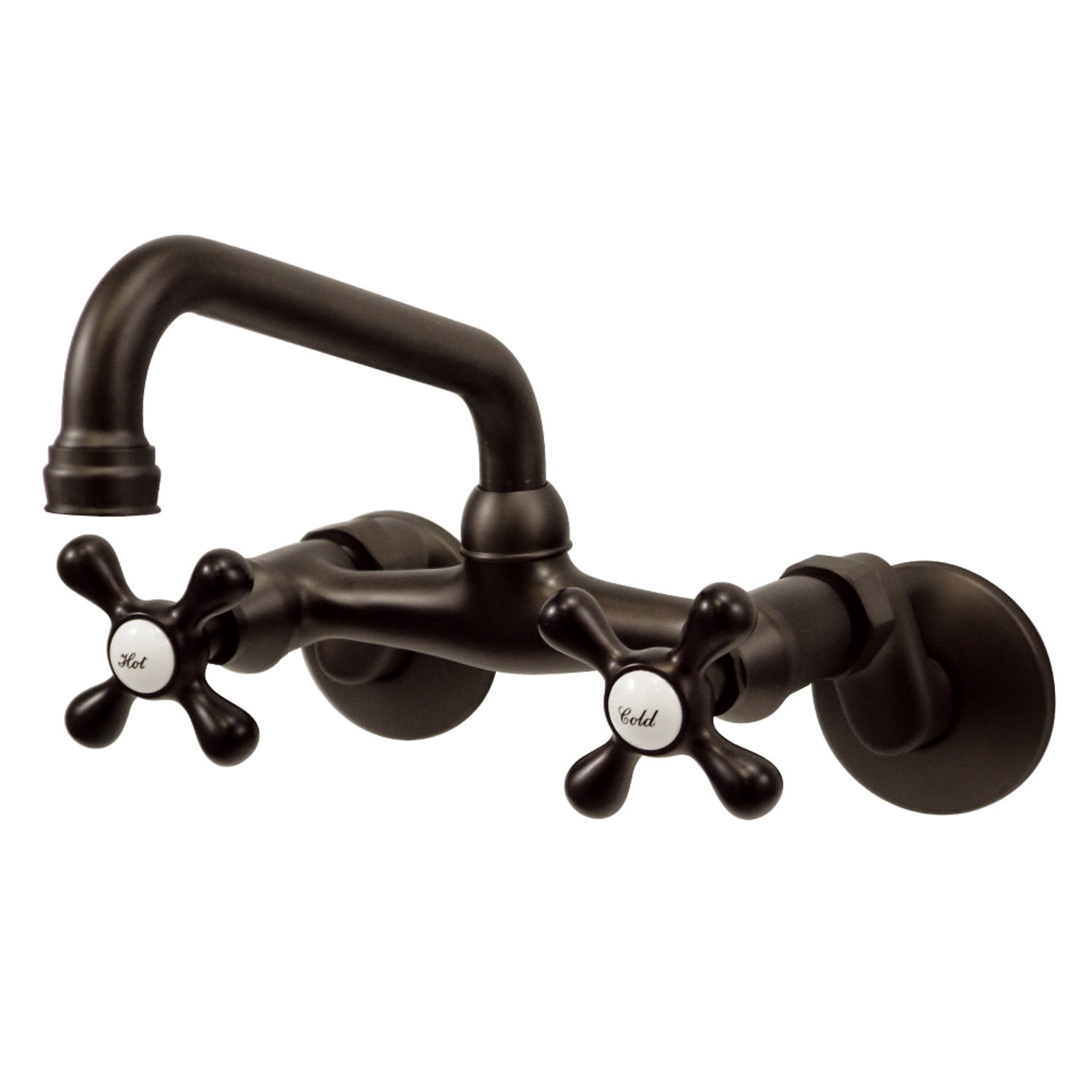 Oil Rubbed Bronze Double Handle Wall Mount Kitchen Faucet