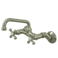 thumbnail image 1 of Kingston Brass KS213SN Kingston Two Handle Wall Mount Kitchen Faucet, Brushed Nickel, 1 of 2