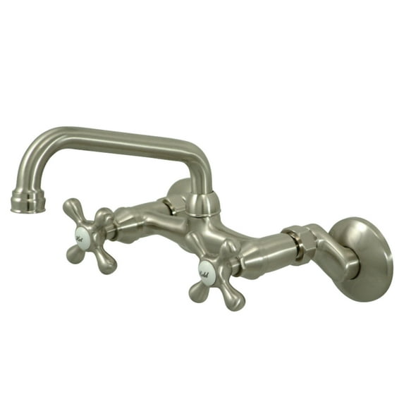 Kingston Brass KS213SN Kingston Two Handle Wall Mount Kitchen Faucet, Brushed Nickel
