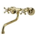 thumbnail image 1 of Kingston Brass KS215PB Adjustable Center Wall Mount Bathroom Faucet, Polished Brass, 1 of 5