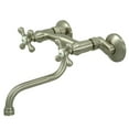 thumbnail image 1 of Kingston Brass KS216SN 6-Inch Adjustable Center Wall Mount Bathroom Faucet, Brushed Nickel, 1 of 2