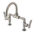 thumbnail image 1 of Kingston Brass KS2178TKL Two-Handle 4-Hole Deck Mount Bridge Bathroom Faucet with Push Pop-Up Drain in Brushed Nickel, 1 of 7
