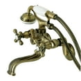 thumbnail image 1 of Kingston Brass KS226AB Kingston Wall Mount Tub Faucet with Hand Shower, Antique Brass, 1 of 4