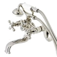 thumbnail image 1 of Kingston Brass KS226PN Kingston Wall Mount Tub Faucet with Hand Shower, Polished Nickel, 1 of 4