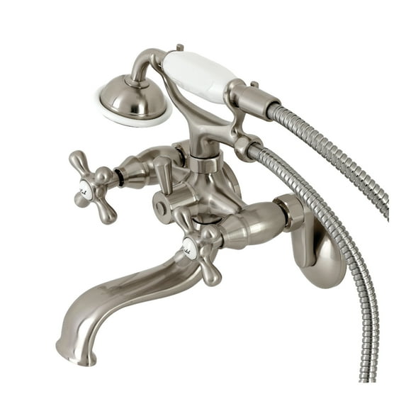 Kingston Brass KS226SN Kingston Wall Mount Tub Faucet with Hand Shower, Brushed Nickel