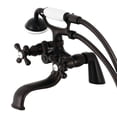thumbnail image 1 of Kingston Brass KS227ORB Kingston Three-Handle 2-Hole Deck-Mount Clawfoot Tub Faucet with Hand Shower in Oil Rubbed Bronze, 1 of 5