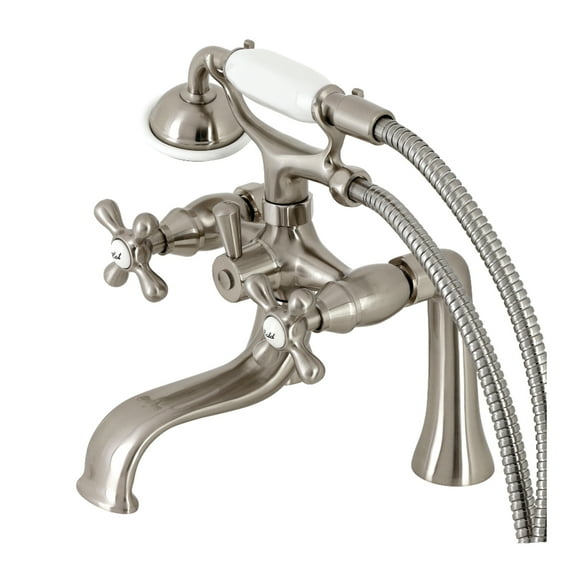 Kingston Brass KS228SN Kingston 7" Center Deck-Mount Clawfoot Tub Faucet with Hand Shower, Brushed Nickel