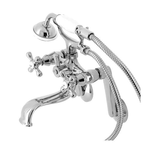 Kingston Brass KS229C Kingston Wall Mount Clawfoot Tub Faucet with Hand Shower, Polished Chrome