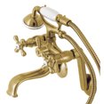 thumbnail image 1 of Kingston Brass KS229SB Kingston Wall Mount Clawfoot Tub Faucet with Hand Shower, Brushed Brass, 1 of 4