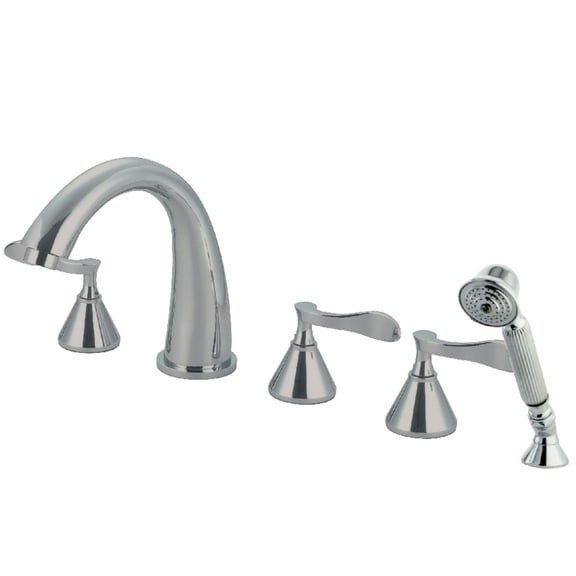 Kingston Brass KS23615CFL Century 5-Piece Roman Tub Faucet with Hand Shower, Polished Chrome