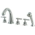 thumbnail image 1 of Kingston Brass KS23615ML Manhattan 5-Piece Roman Tub Faucet with Hand Shower, Polished Chrome, 1 of 4