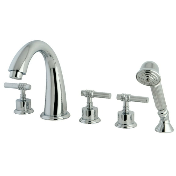 Kingston Brass KS23615ML Manhattan 5-Piece Roman Tub Faucet with Hand Shower, Polished Chrome
