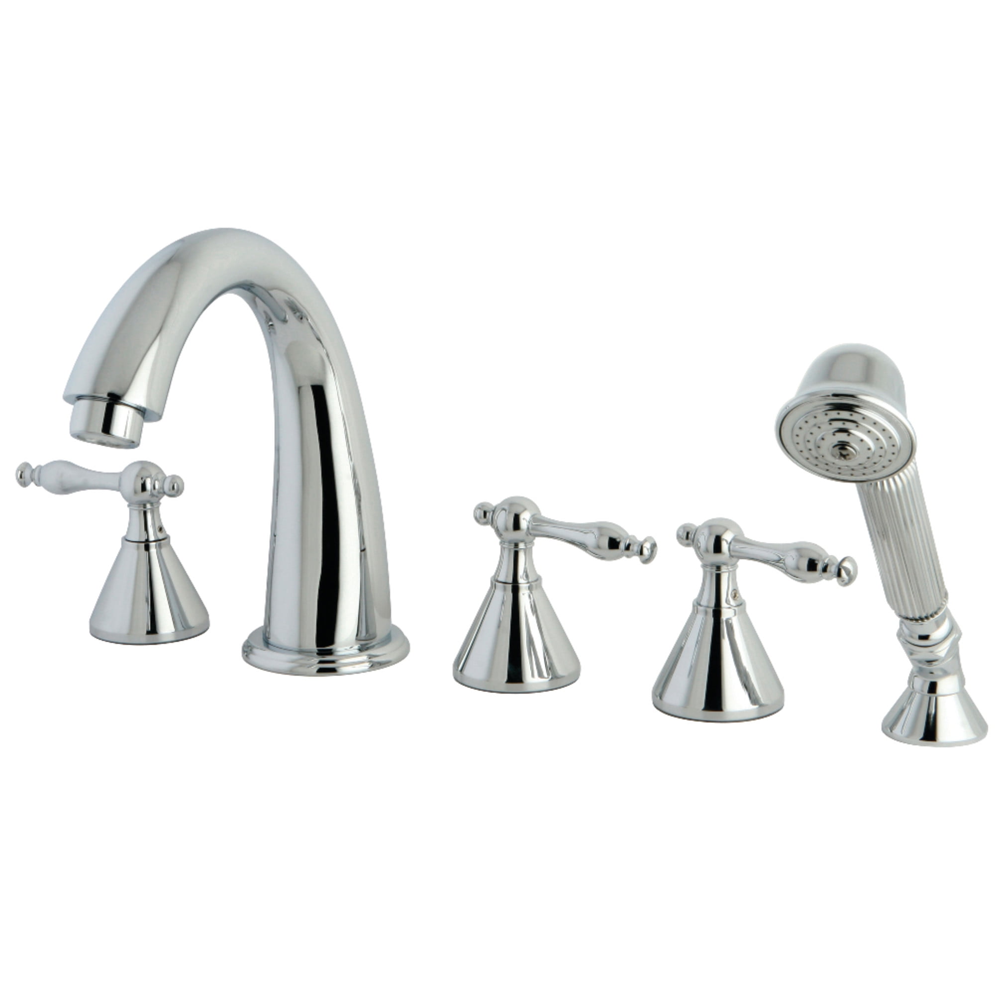 Kingston Brass KS23615NL Naples 5-Piece Roman Tub Faucet with Hand Shower, Polished Chrome