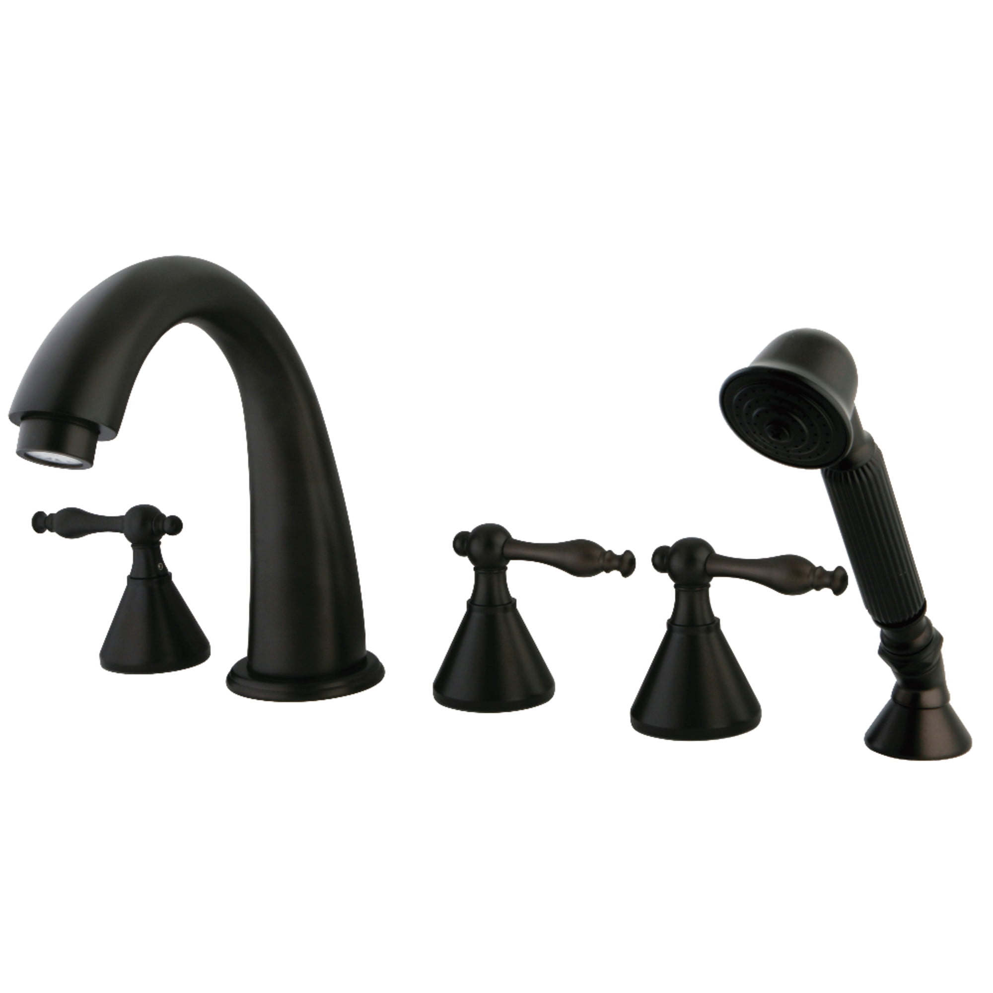 Kingston Brass KS23655NL Naples 5-Piece Roman Tub Faucet with Hand Shower, Oil Rubbed Bronze