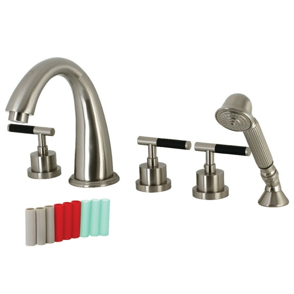 Kingston Brass KS23685CKL Kaiser 5-Piece Roman Tub Faucet with Hand Shower, Brushed Nickel