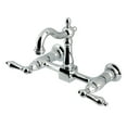 thumbnail image 1 of Kingston Brass KS2441AL Heritage Double-Handle Wall-Mount Bridge Kitchen Faucet, Polished Chrome, 1 of 7