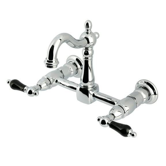 Kingston Brass KS2441PKL Duchess Double-Handle Wall-Mount Bridge Kitchen Faucet, Polished Chrome