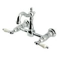 thumbnail image 1 of Kingston Brass KS2441PL Heritage Double-Handle Wall-Mount Bridge Kitchen Faucet, Polished Chrome, 1 of 7