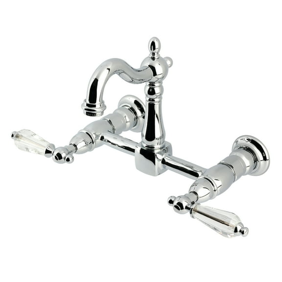 Kingston Brass KS2441WLL Willshire Double-Handle Wall-Mount Bridge Kitchen Faucet, Polished Chrome