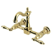 Kingston Brass KS2442AL Heritage Double-Handle Wall-Mount Bridge Kitchen Faucet, Polished Brass
