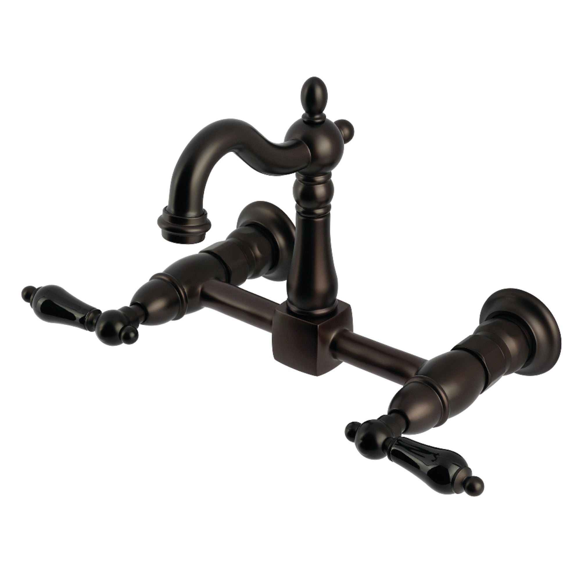 Kingston Brass KS2445PKL Duchess Double-Handle Wall-Mount Bridge Kitchen Faucet, Oil Rubbed Bronze