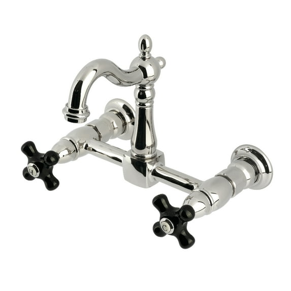 Kingston Brass KS2446PKX Duchess Double-Handle Wall-Mount Bridge Kitchen Faucet, Polished Nickel