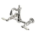 thumbnail image 1 of Kingston Brass KS2446PL Heritage Double-Handle Wall-Mount Bridge Kitchen Faucet, Polished Nickel, 1 of 7