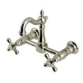 thumbnail image 1 of Kingston Brass KS2448AX Heritage Double-Handle Wall-Mount Bridge Kitchen Faucet, Brushed Nickel, 1 of 7