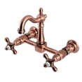thumbnail image 1 of Kingston Brass KS244AXAC Heritage Double-Handle 2-Hole Wall-Mount Bridge Kitchen Faucet in Antique Copper, 1 of 8