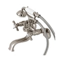 thumbnail image 1 of Kingston Brass KS245SN Essex Wall Mount Clawfoot Tub Faucet with Hand Shower, Brushed Nickel, 1 of 4