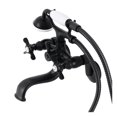 thumbnail image 1 of Kingston Brass KS246MB Essex Wall Mount Clawfoot Tub Faucet with Hand Shower, Matte Black, 1 of 4