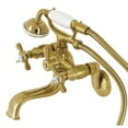 thumbnail image 1 of Kingston Brass KS246SB Essex Wall Mount Clawfoot Tub Faucet with Hand Shower, Brushed Brass, 1 of 4