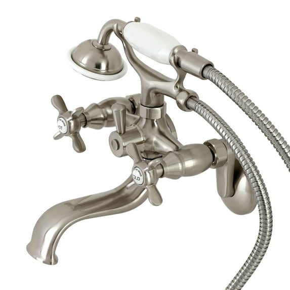 Kingston Brass KS246SN Essex Wall Mount Clawfoot Tub Faucet with Hand Shower, Brushed Nickel