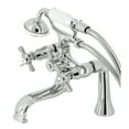 thumbnail image 1 of Kingston Brass KS248C Essex 7" Center Deck-Mount Clawfoot Tub Faucet with Hand Shower, Polished Chrome, 1 of 4