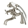 thumbnail image 1 of Kingston Brass KS248SN Essex Deck Mount Clawfoot Tub Faucet with Hand Shower, Brushed Nickel, 1 of 7