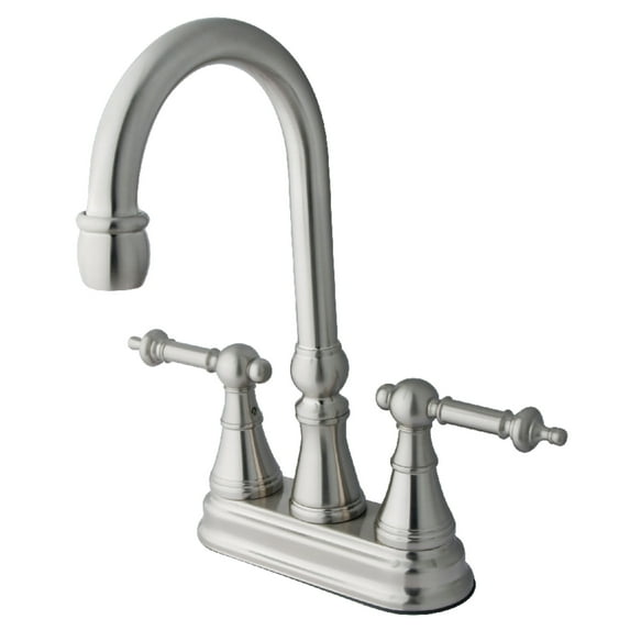 Kingston Brass KS2498TL Templeton Two-Handle 2-Hole Deck Mount Bar Faucet in Brushed Nickel