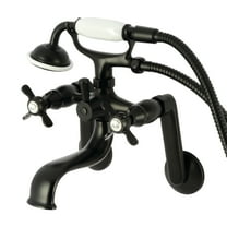 Kingston Brass KS249MB Kingston Tub Wall Mount Clawfoot Tub Faucet with Hand Shower, Matte Black