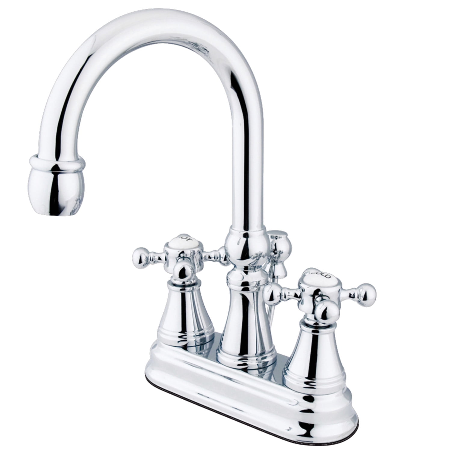 Polished Chrome Vintage Centerset Bathroom Faucet with Brass Pop-Up