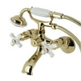 thumbnail image 1 of Kingston Brass KS265PXPB Kingston Tub Wall Mount Clawfoot Tub Faucet with Hand Shower, Polished Brass, 1 of 7