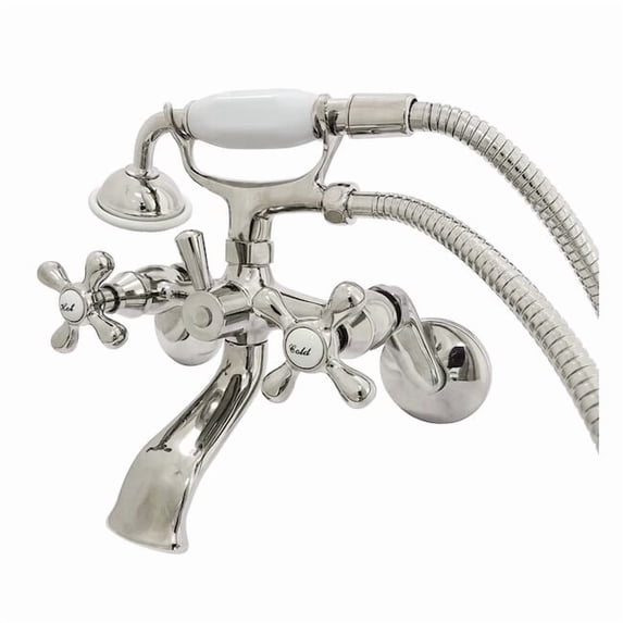 Kingston Brass KS266PN Wall Mount Clawfoot Tub Faucet with Hand Shower, Polished Nickel