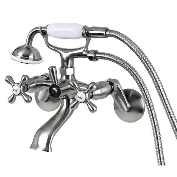Brushed Nickel Wall Mount Clawfoot Tub Faucet with Hand Shower