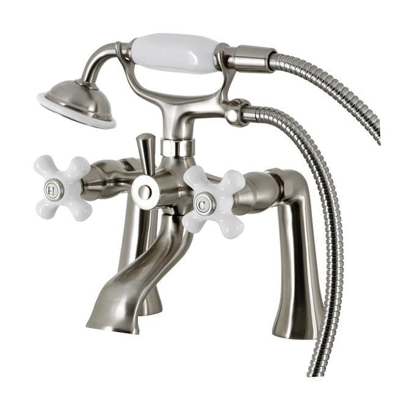 Brushed Nickel Deck Mount Clawfoot Tub Faucet with Hand Shower