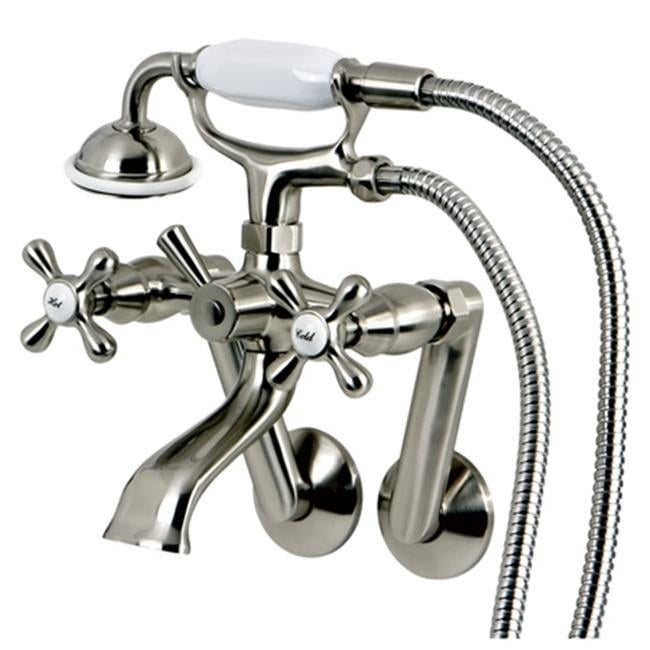 Brushed Nickel Wall Mount Clawfoot Tub Faucet with Hand Shower