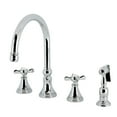 thumbnail image 1 of Kingston Brass KS2791BEXBS Essex Double-Handle 4-Hole Widespread Kitchen Faucet with Brass Sprayer in Polished Chrome, 1 of 8