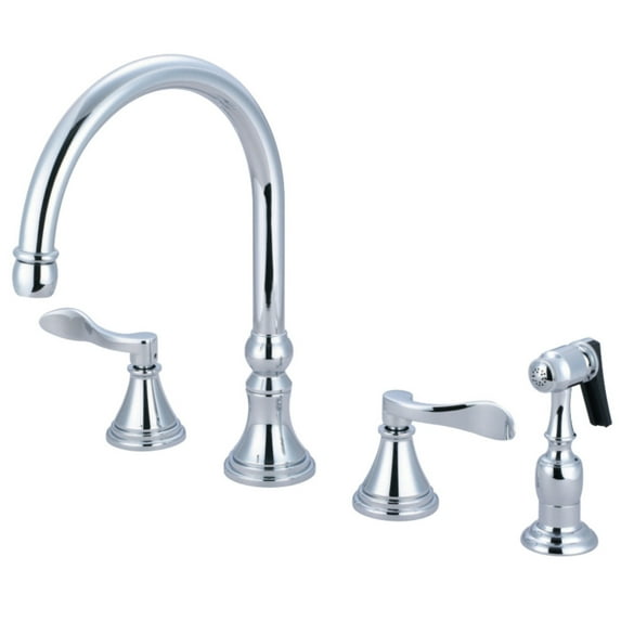 Kingston Brass KS2791DFLBS Widespread Kitchen Faucet, Polished Chrome