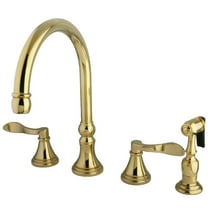 Kingston Brass Nu French Double Handle 8" Deck Mount Kitchen Faucet with Matching Sprayer